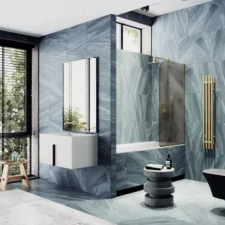 Шторка на ванну MaybahGlass MGV-73-3у 50см золото